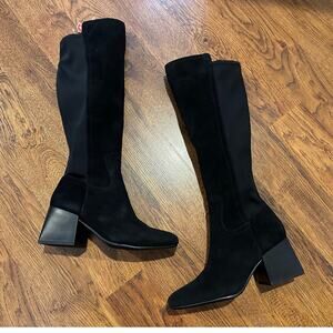 Blondo Women's Keisha Suede/Fabric Waterproof Knee High Boots Black Size 6 NWOB